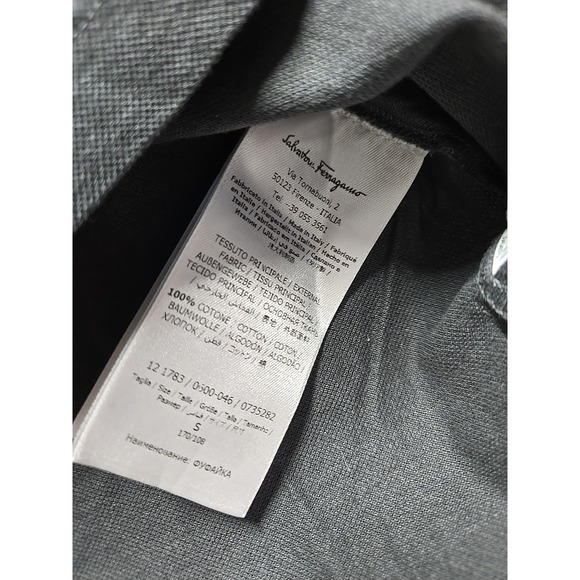 NWOT Salvatore Ferragamo Mens Gray Polo Gancini Neck Logo Sz Small shirt - Picture 6 of 10